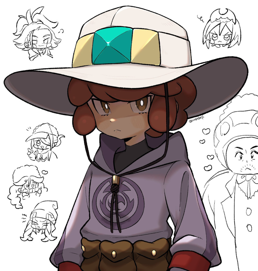 1boy, =3, adaman_(pokemon), black_shirt, bright_pupils, brown_bag, brown_eyes, brown_hair
