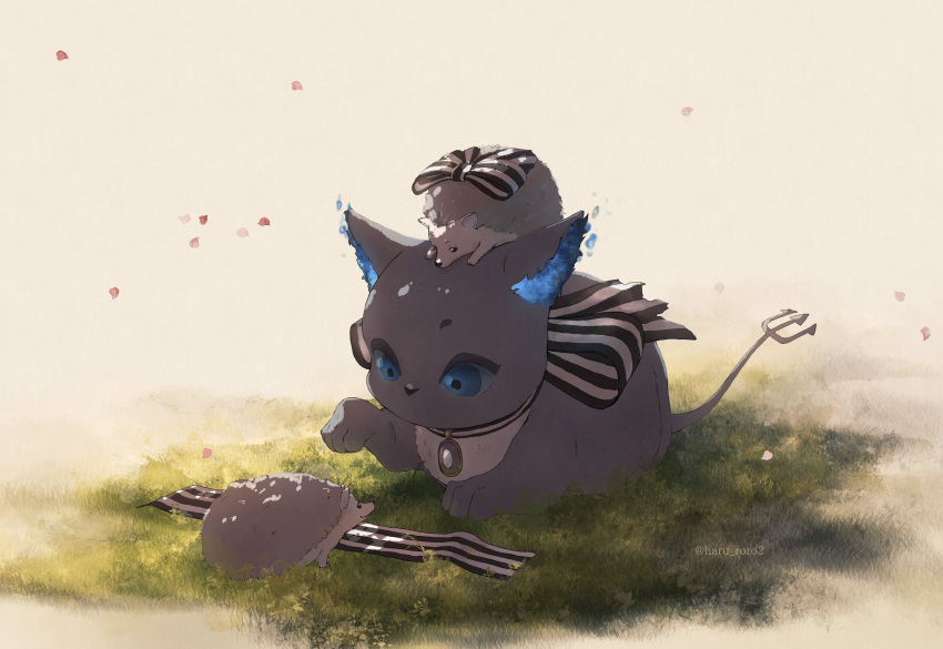 1boy, absurdres, animal_focus, black_bow, black_bowtie, black_cat, blue_eyes, blue_fire