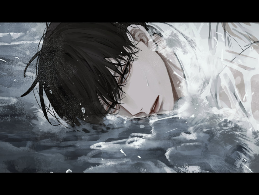 1boy, black_hair, gin_(euneunun), highres, kim_dokja, korean_commentary, looking_at_viewer, male_focus