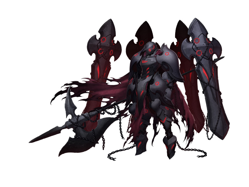 1girl, absurdres, armor, chain, counter:side, full_armor, full_body, halberd, highres, holding, holding_polearm, holding_weapon, mors_(counter:side), official_art, polearm, solo, standing, tagme, weapon