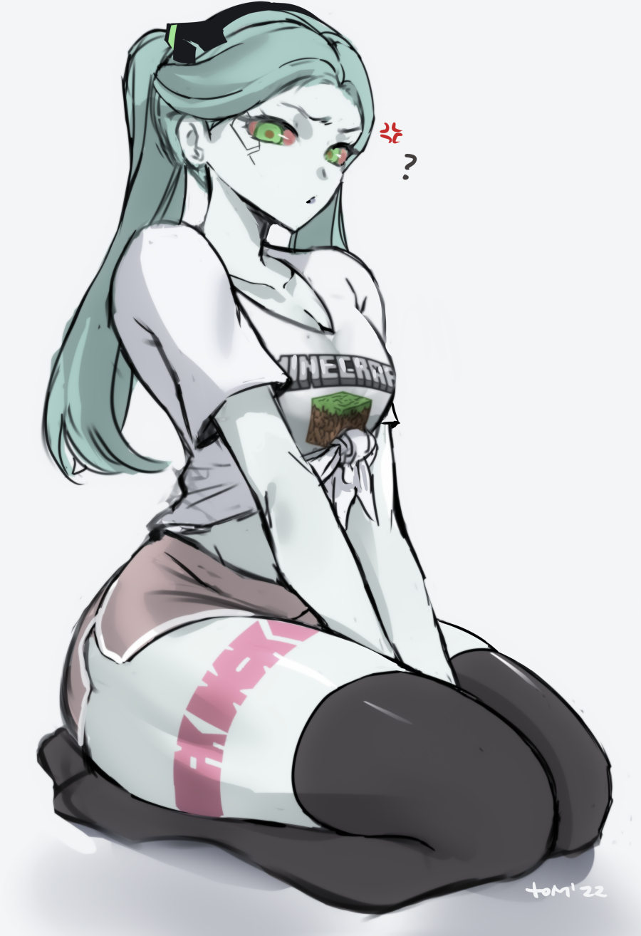 1girl, artificial_eye, breasts, colored_sclera, colored_skin, cyberpunk_(series), cyberpunk_edgerunners, cyborg