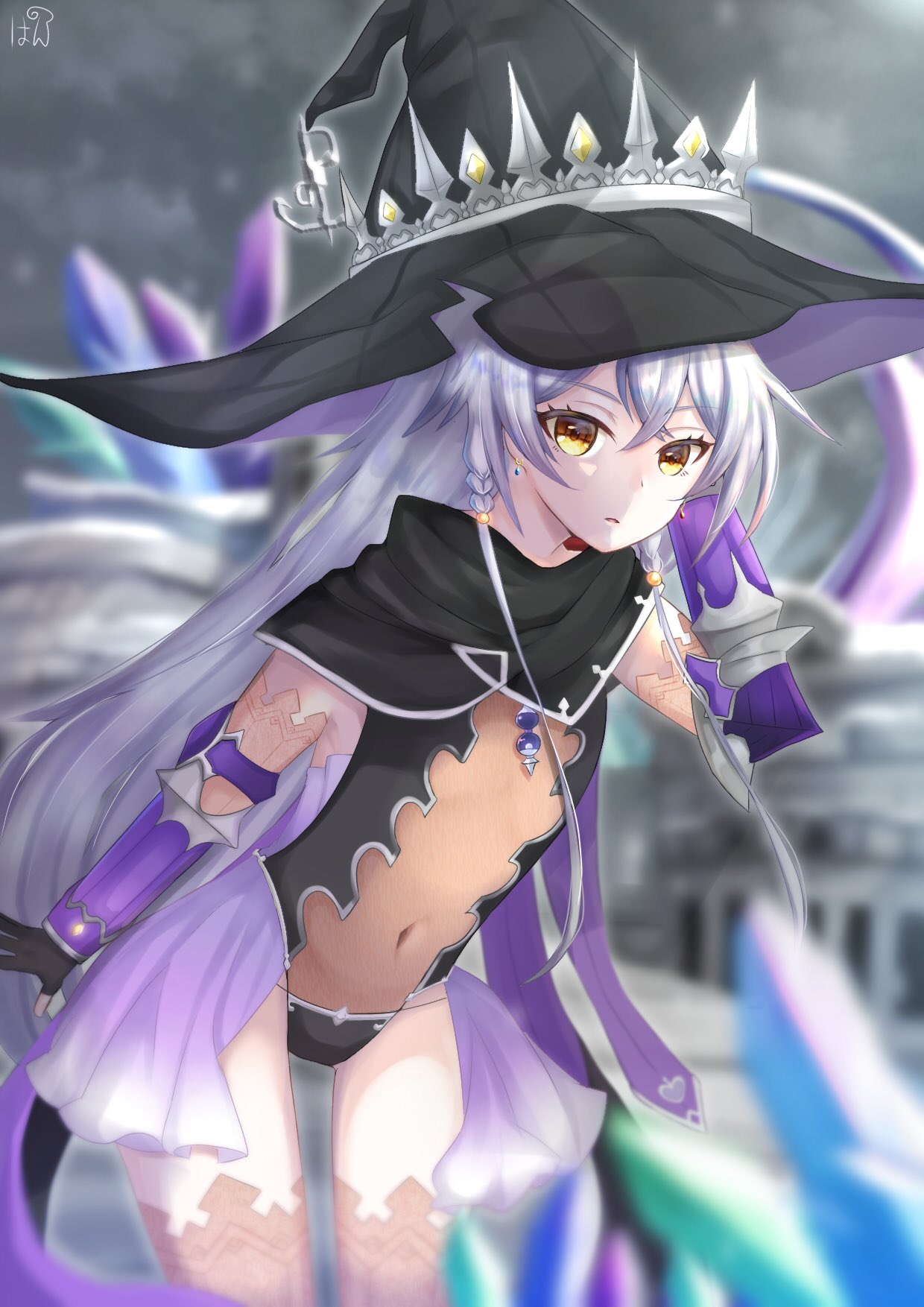 1girl, drowpan4_23, flat_chest, hat, highres, hilda_(stella_glow), leotard, long_hair