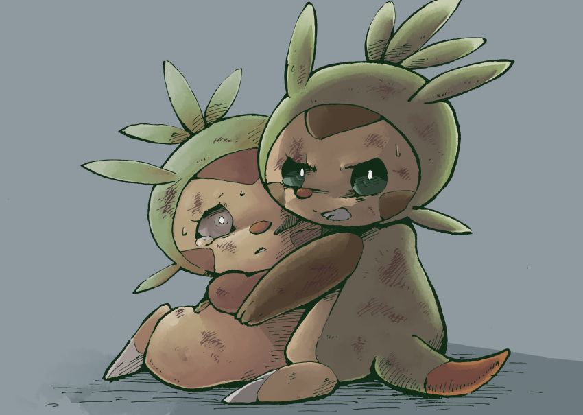 :<, animal_focus, bright_pupils, bruise, chespin, claws, clenched_teeth, commentary_request