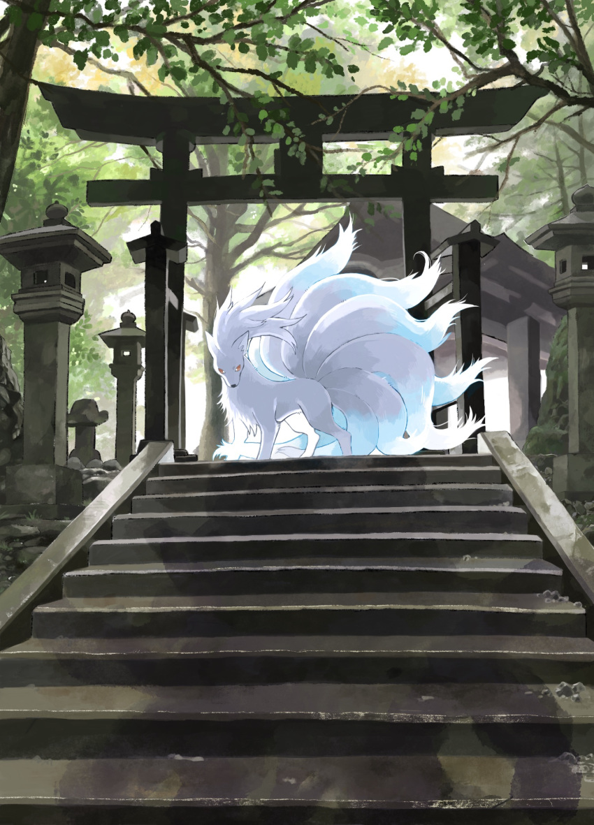 alternate_color, arch, bright_pupils, commentary_request, day, highres, izumi_asuka, leaf