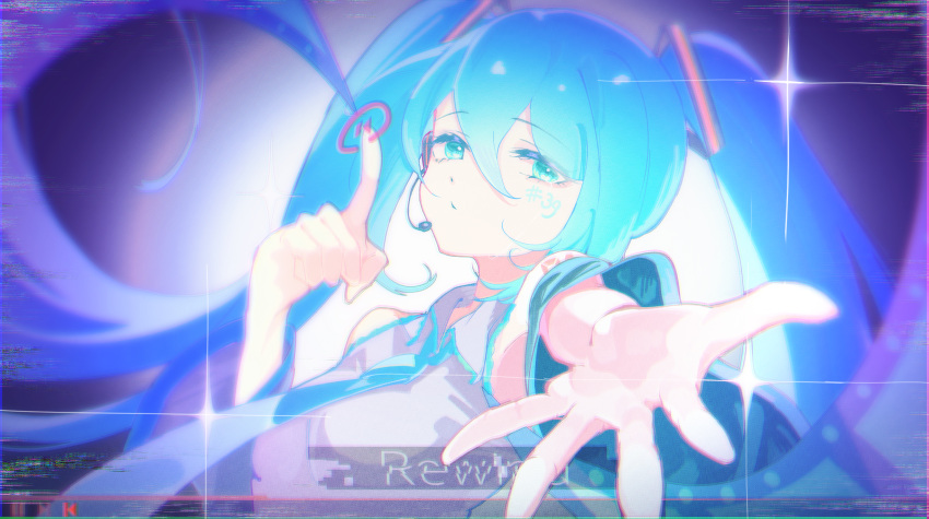 1girl, aqua_hair, bangs, blue_eyes, blue_necktie, detached_sleeves, hatsune_miku, highres