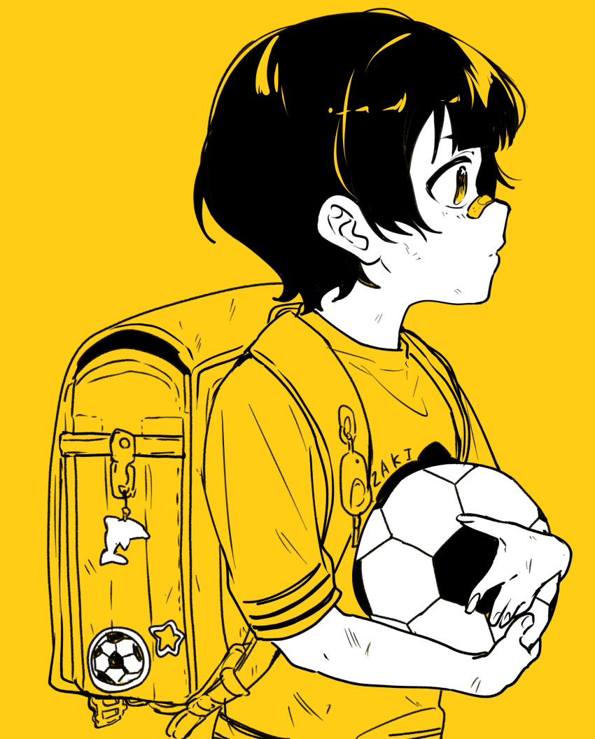 1boy, absurdres, aged_down, bachira_meguru, backpack, bag, bag_charm, ball