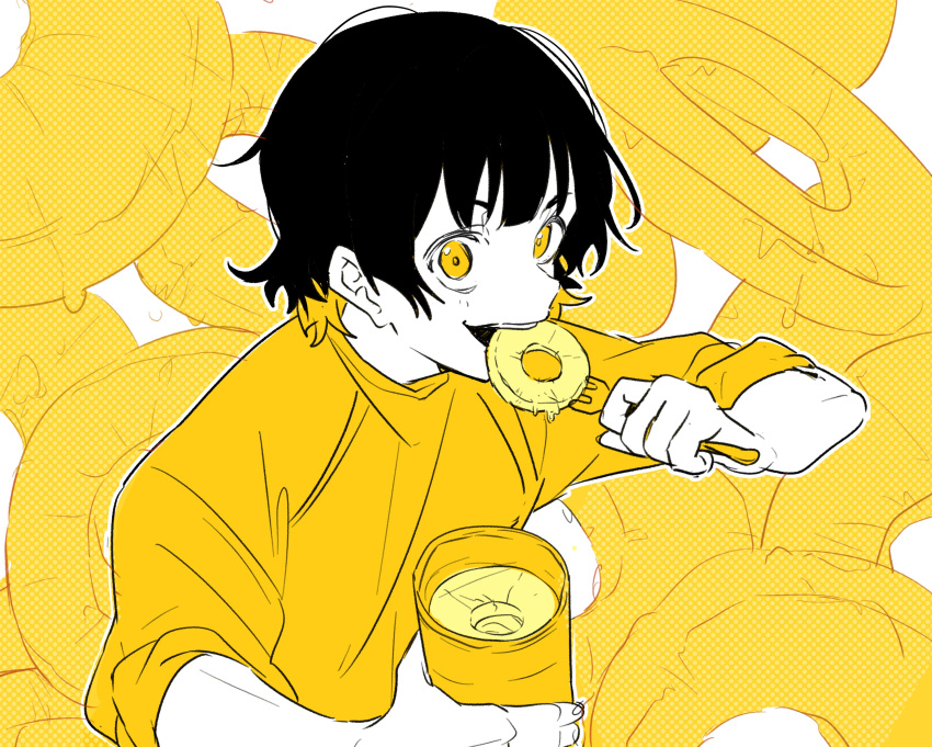 1boy, absurdres, bachira_meguru, bangs, blue_lock, can, commentary, eating