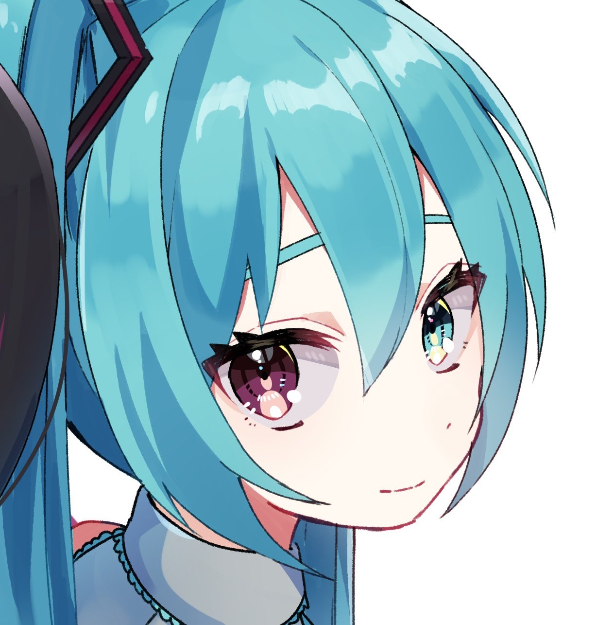 1girl, aqua_eyes, aqua_hair, aqua_theme, bangs, closed_mouth, collared_shirt, commentary