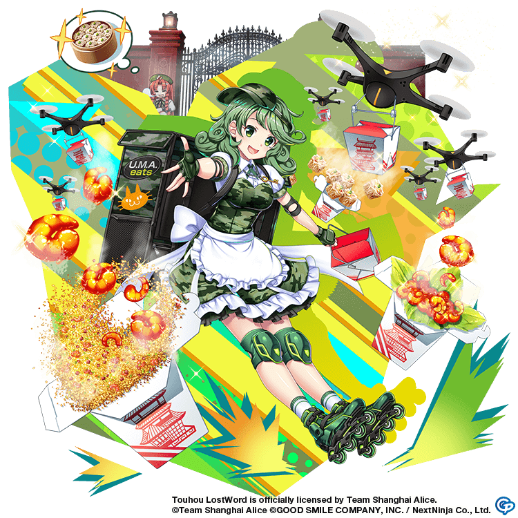 adapted_costume, alternate_costume, apron, backpack, bag, black_bag, brand_name_imitation, breasts