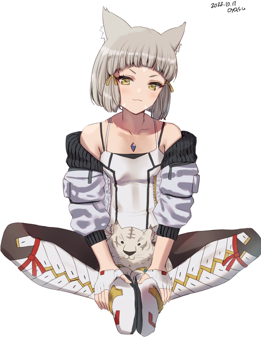 1girl, animal_ears, black_pantyhose, boots, cat_ears, core_crystal_(xenoblade), cosplay, dromarch_(xenoblade)