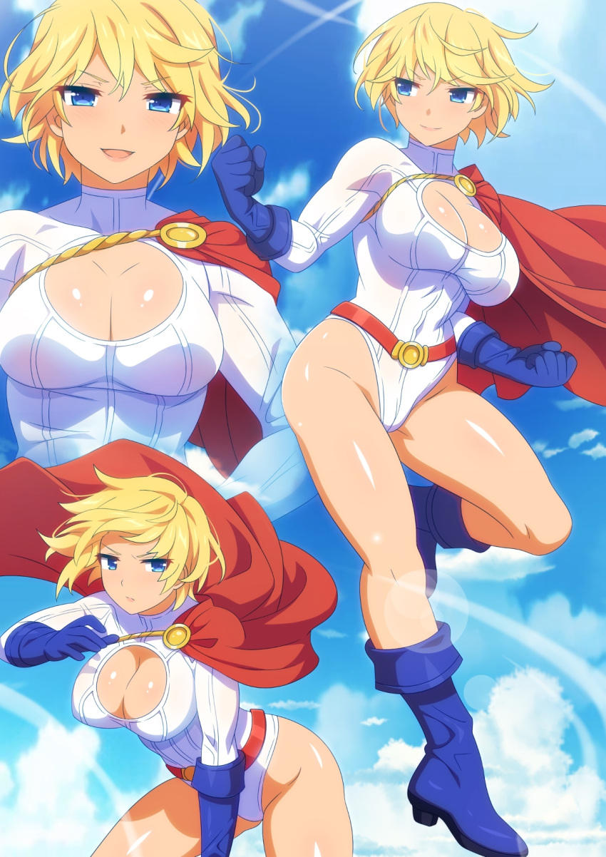 1girl, animification, artist_request, ass, bangs, belt, blonde_hair, blue_eyes