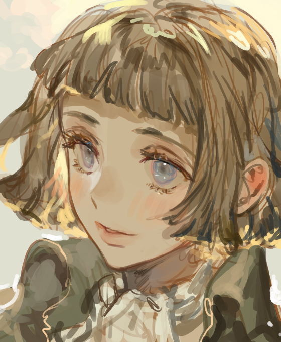 1girl, berserk, blue_eyes, bob_cut, contemporary, farnese_(berserk), kuzuvine, light_smile