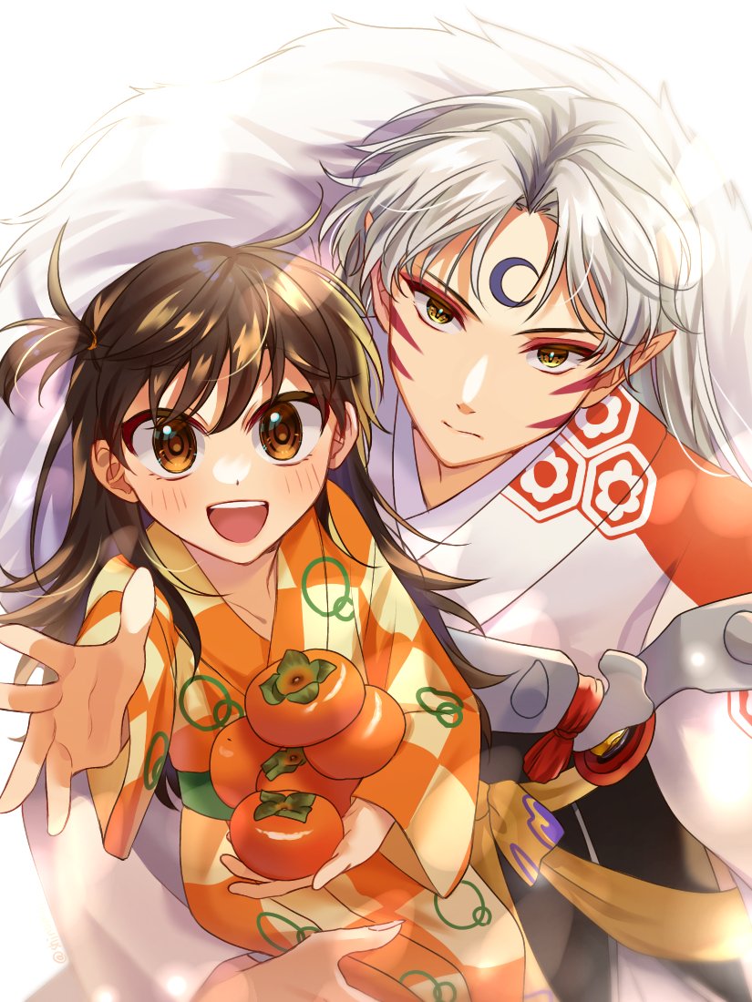 1boy, 1girl, bangs, blush, brown_eyes, brown_hair, carrying, carrying_person