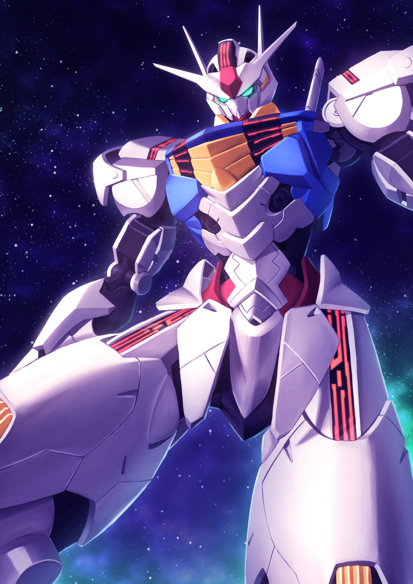 absurdres, commentary, from_below, gundam, gundam_aerial, gundam_suisei_no_majo, highres, ka_ki_o