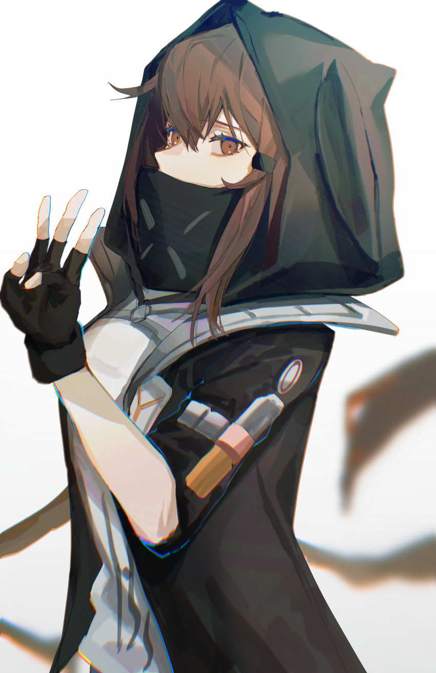1girl, absurdres, animal_hood, arknights, black_gloves, black_jacket, black_mask, crownslayer_(arknights)