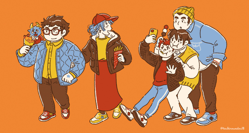 1girl, 4boys, :i, :o, alternate_hairstyle, animal_ears, bandaid, bandaid_on_face