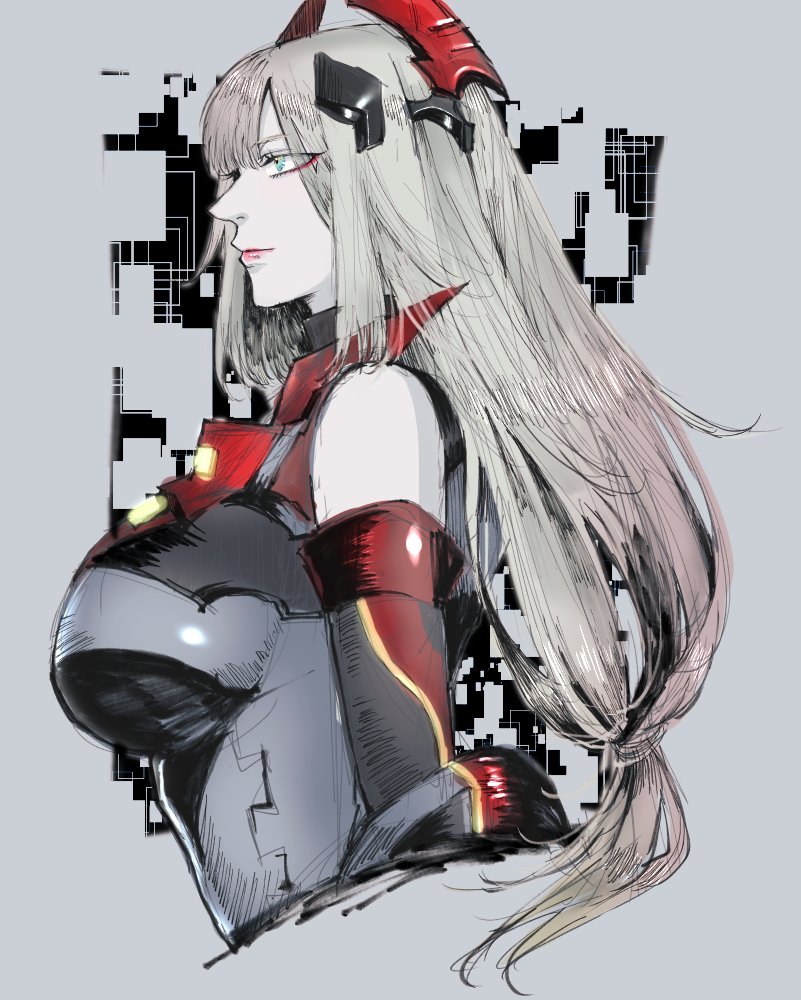 1girl, bare_shoulders, blonde_hair, blue_eyes, breasts, eyeliner, headgear, himmeldavenport