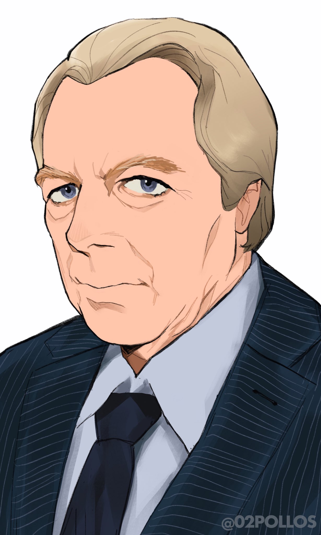 1boy, 2002_(02pollos), animification, better_call_saul, blonde_hair, blue_eyes, blue_jacket, blue_necktie
