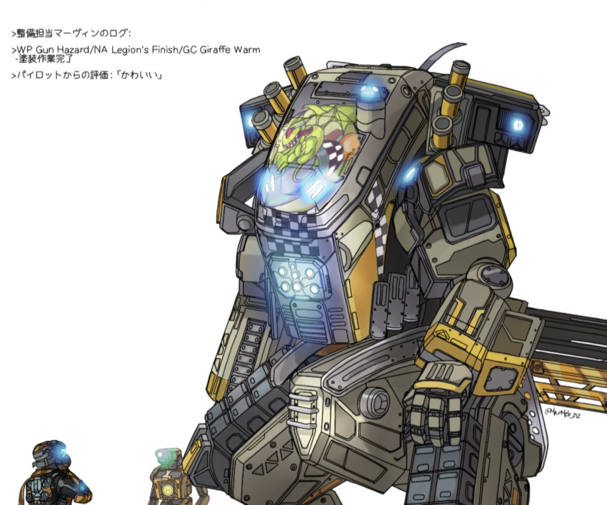 1boy, assault_visor, blue_eyes, extra_eyes, grapple_pilot_(titanfall_2), green_eyes, gun, hand_on_own_thigh