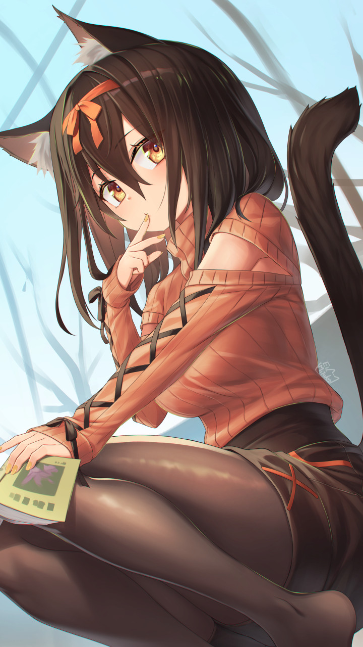 1girl, artist_name, bangs, black_hair, black_pantyhose, black_shorts, blue_sky, book