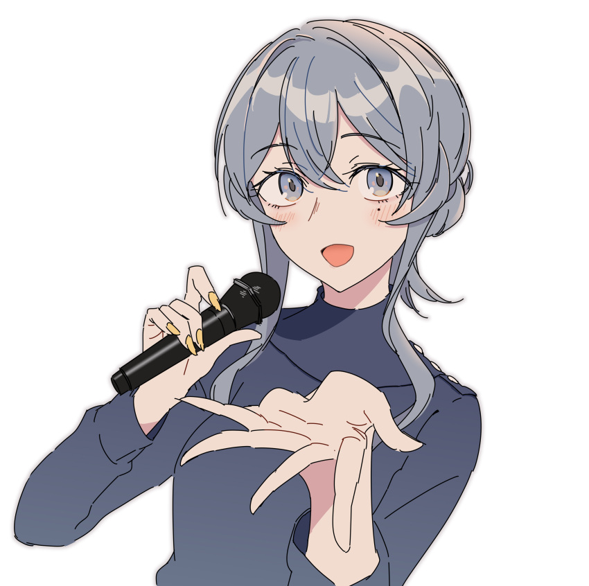 1girl, absurdres, bangs, blue_sweater, blush, commentary, gotland_(kancolle), hair_between_eyes