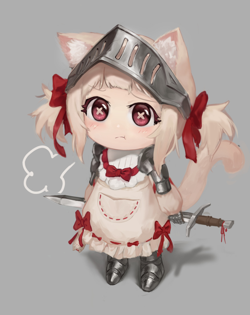 1girl, absurdres, amai_hiyo, animal_ear_fluff, animal_ears, armor, blonde_hair, cat_ears