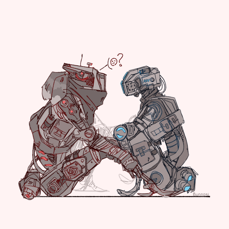 ?, artist_name, bunnosi, english_commentary, humanoid_robot, looking_ahead, looking_at_another, phase_shift_pilot_(titanfall_2), pilot_(titanfall_2), pink_background, profile, robot, scarf, science_fiction, simulacrum_(titanfall), sitting, sketch, spot_color, stim_pilot_(titanfall_2), titanfall_(series), titanfall_2