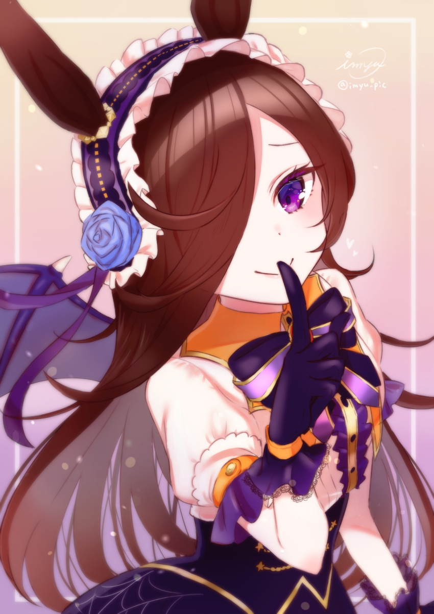 1girl, animal_ears, artist_name, bat_wings, black_bow, black_bowtie, black_gloves, black_hairband