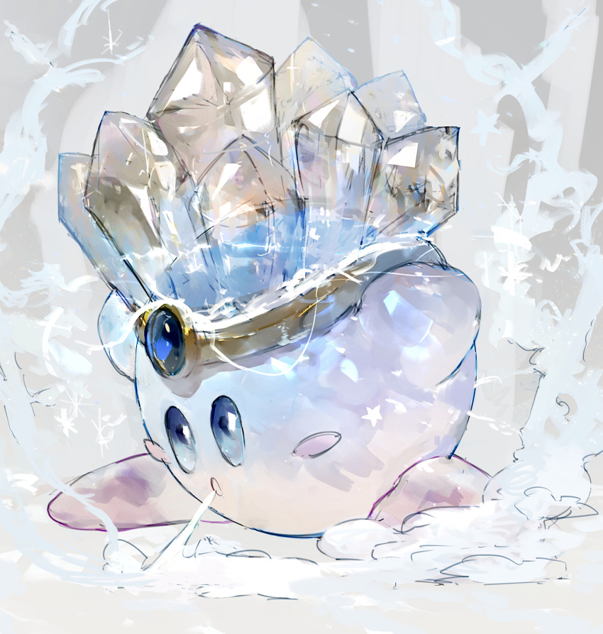 blowing, breath, crown, crystal, gem, highres, ice, ice_kirby