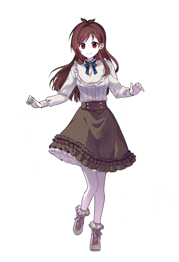 1girl, 6_(yuchae), antenna_hair, brown_hair, chibi, commentary, domyoji_karin, empty_eyes