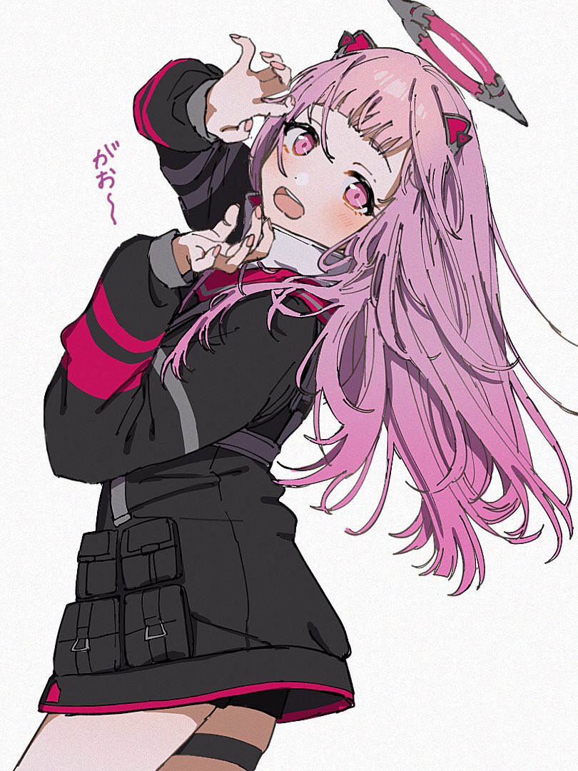 1girl, black_jacket, black_shorts, blush, claw_pose, close_game/offline_(project_sekai), from_behind, gao