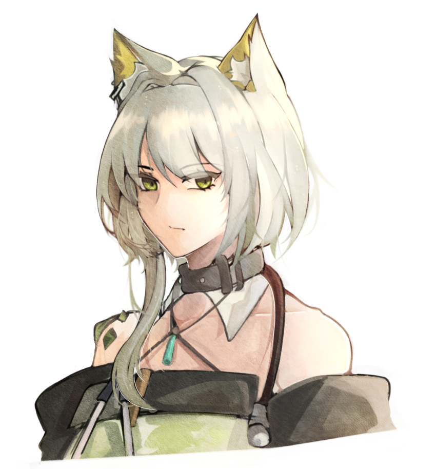1girl, animal_ear_fluff, animal_ears, arknights, bare_shoulders, cat_ears, cat_girl, cheschorv
