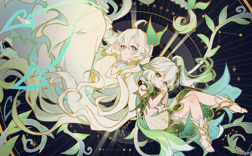 2girls, bracelet, cat_princess, chinese_commentary, closed_mouth, commentary_request, dress, flower-shaped_pupils