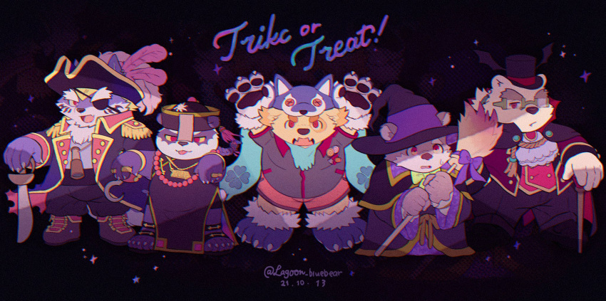 5boys, alp_(housamo), animal_ears, bad_id, bad_twitter_id, bat_wings, bead_necklace, beads
