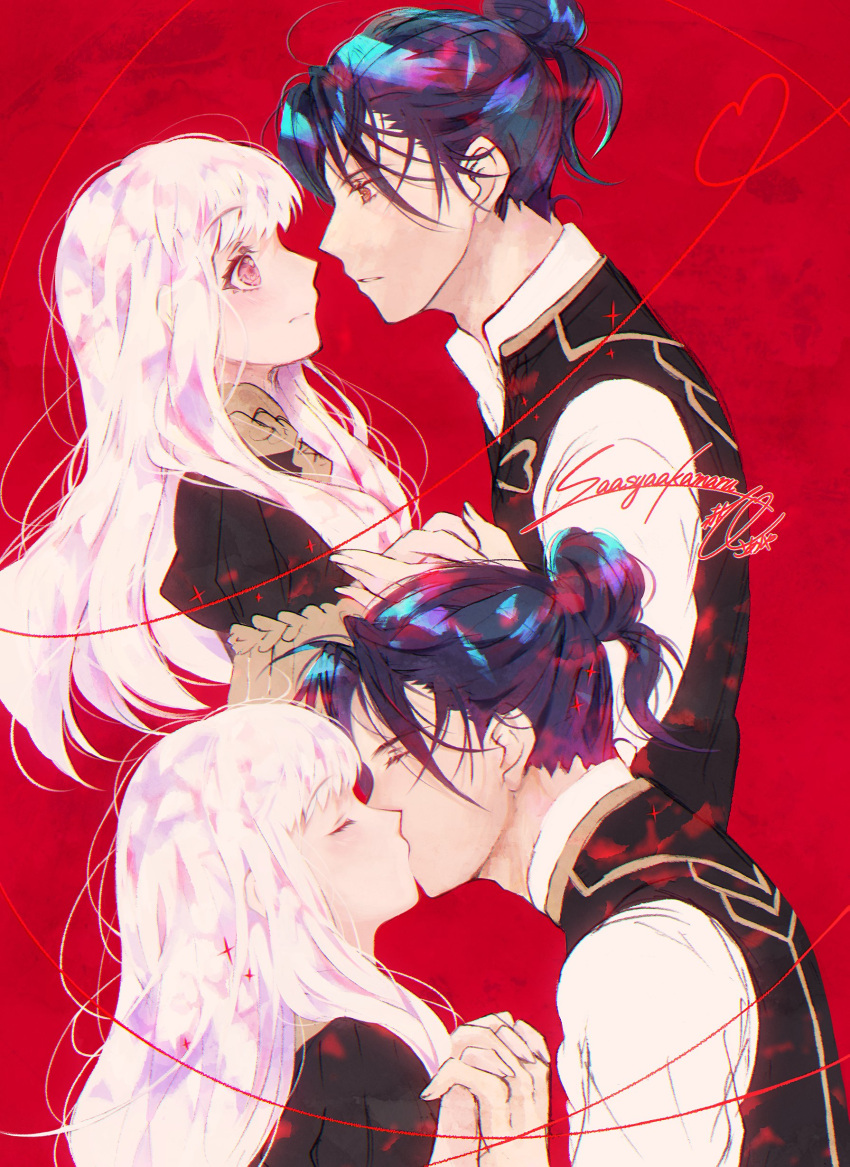 1boy, 1girl, absurdres, akamaru_saasha, blue_hair, closed_eyes, felix_hugo_fraldarius, fire_emblem