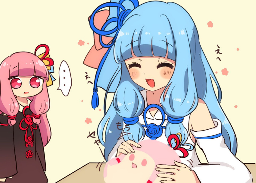 ..., 2girls, ^_^, blue_hair, closed_eyes, kotonoha_akane, kotonoha_aoi, long_hair