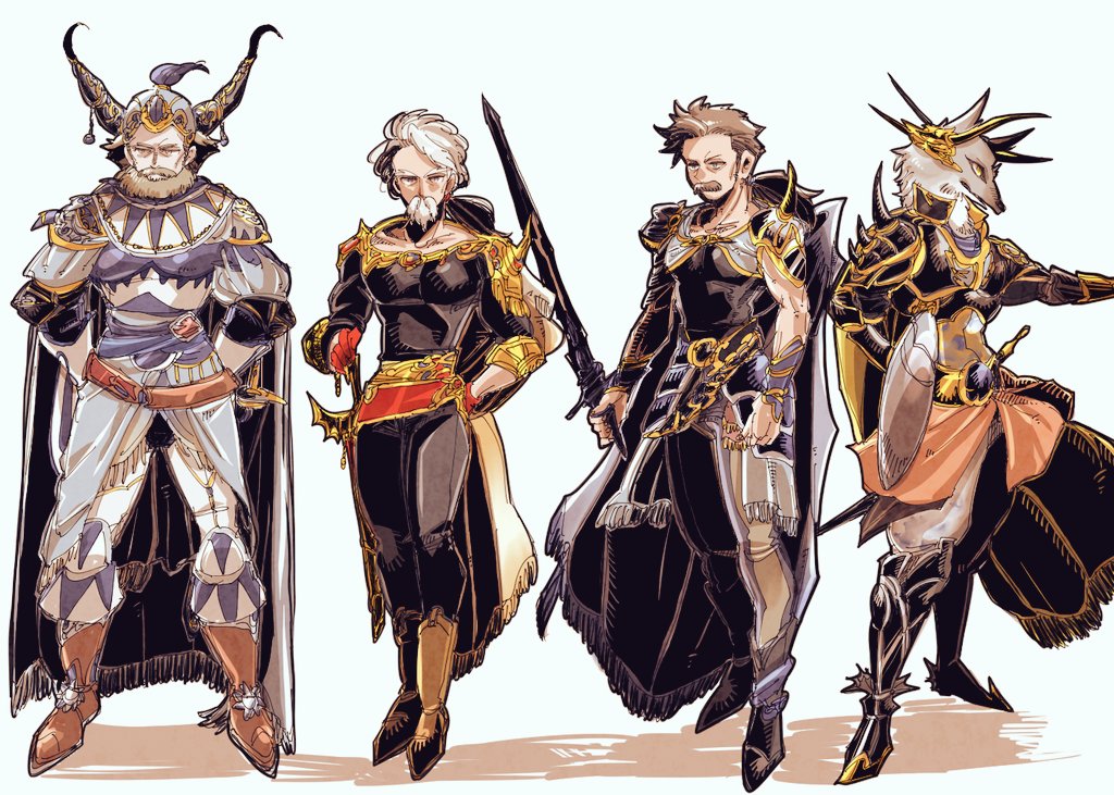 4boys, beard, boots, cape, dorgann_klauser, facial_hair, final_fantasy, final_fantasy_v