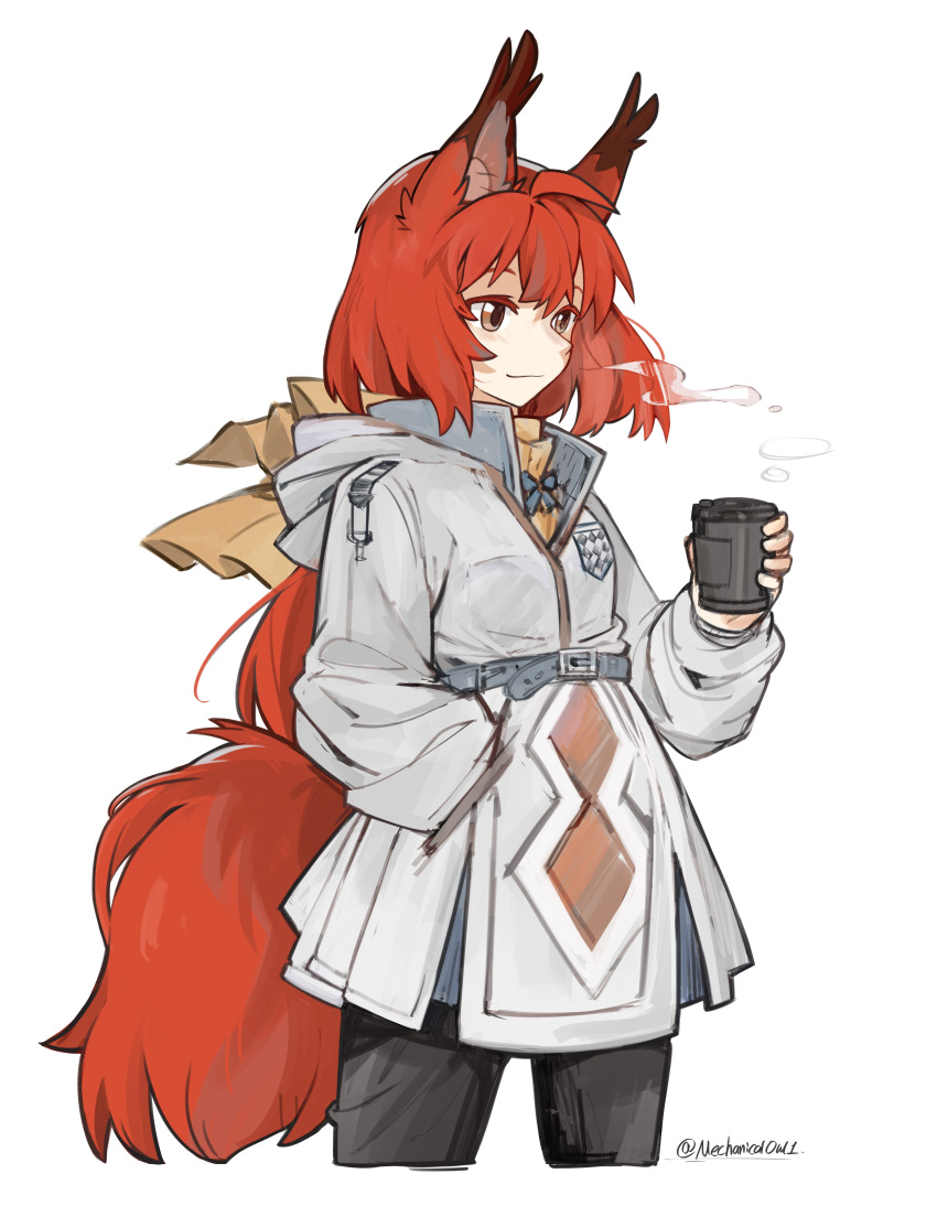 1girl, absurdres, animal_ears, arknights, bangs, brown_eyes, closed_mouth, coat