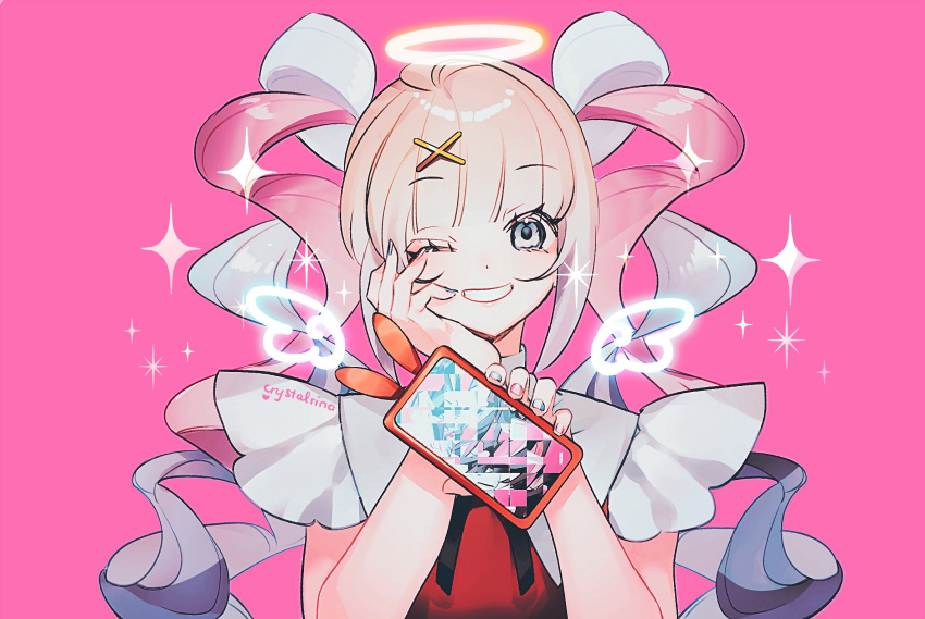1girl, ame-chan_(needy_girl_overdose), blonde_hair, blue_eyes, blue_hair, bow, chouzetsusaikawa_tenshi-chan, hair_bow