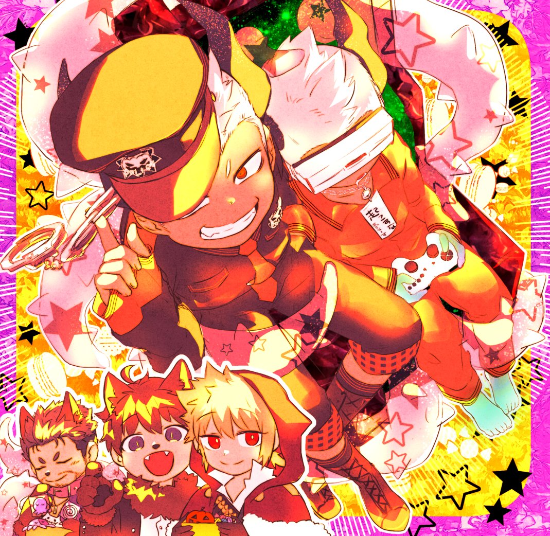 1other, 4boys, animal_ears, arc_(housamo), azathoth, beard, big_bad_wolf_(grimm), big_bad_wolf_(grimm)_(cosplay)