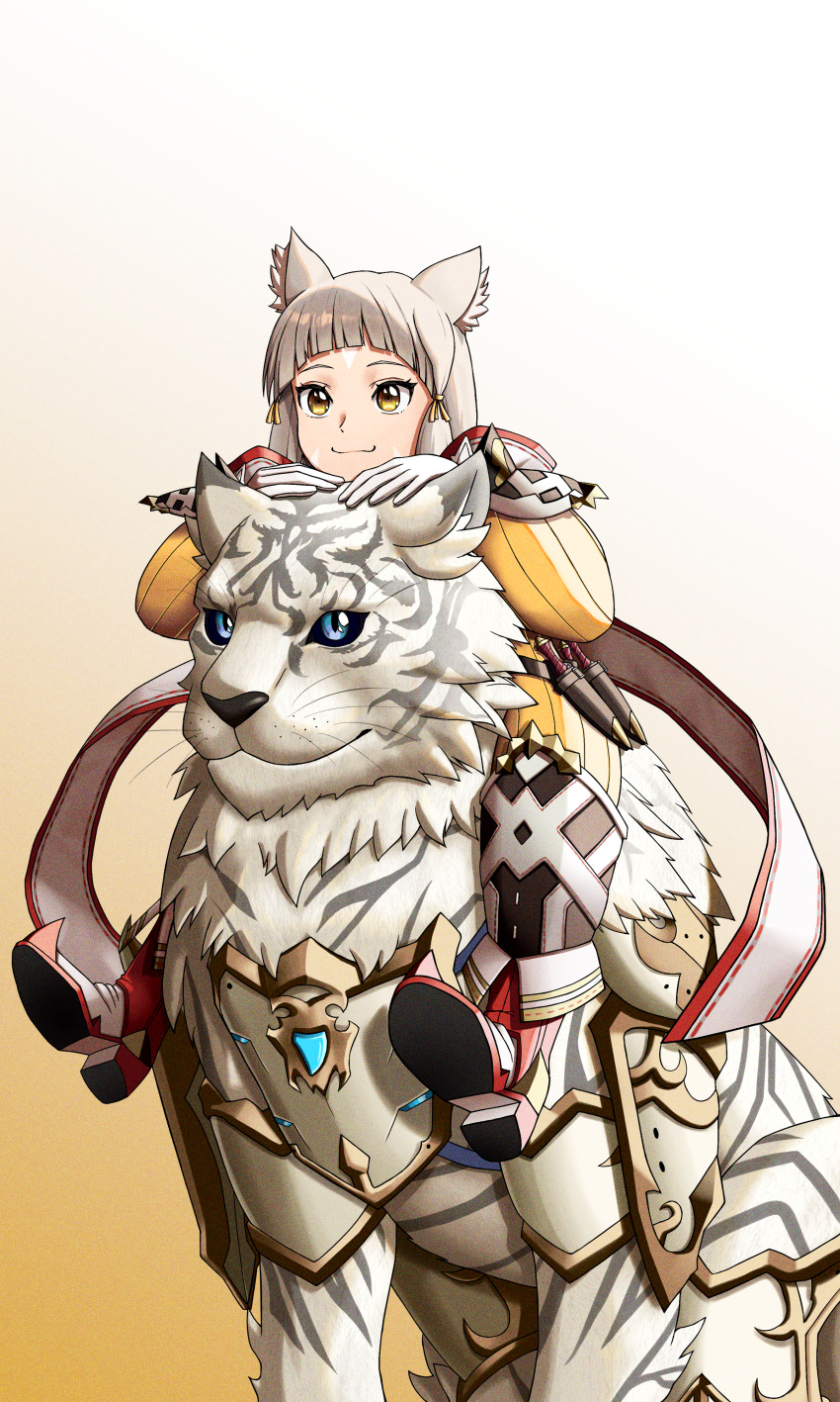 1girl, absurdres, animal_ear_fluff, animal_ears, armored_boots, bangs, boots, brown_hair