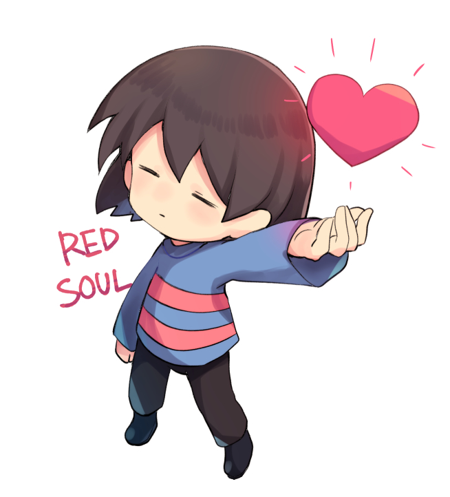 1girl, bangs, black_footwear, black_pants, blue_sweater, brown_hair, closed_eyes, frisk_(undertale)