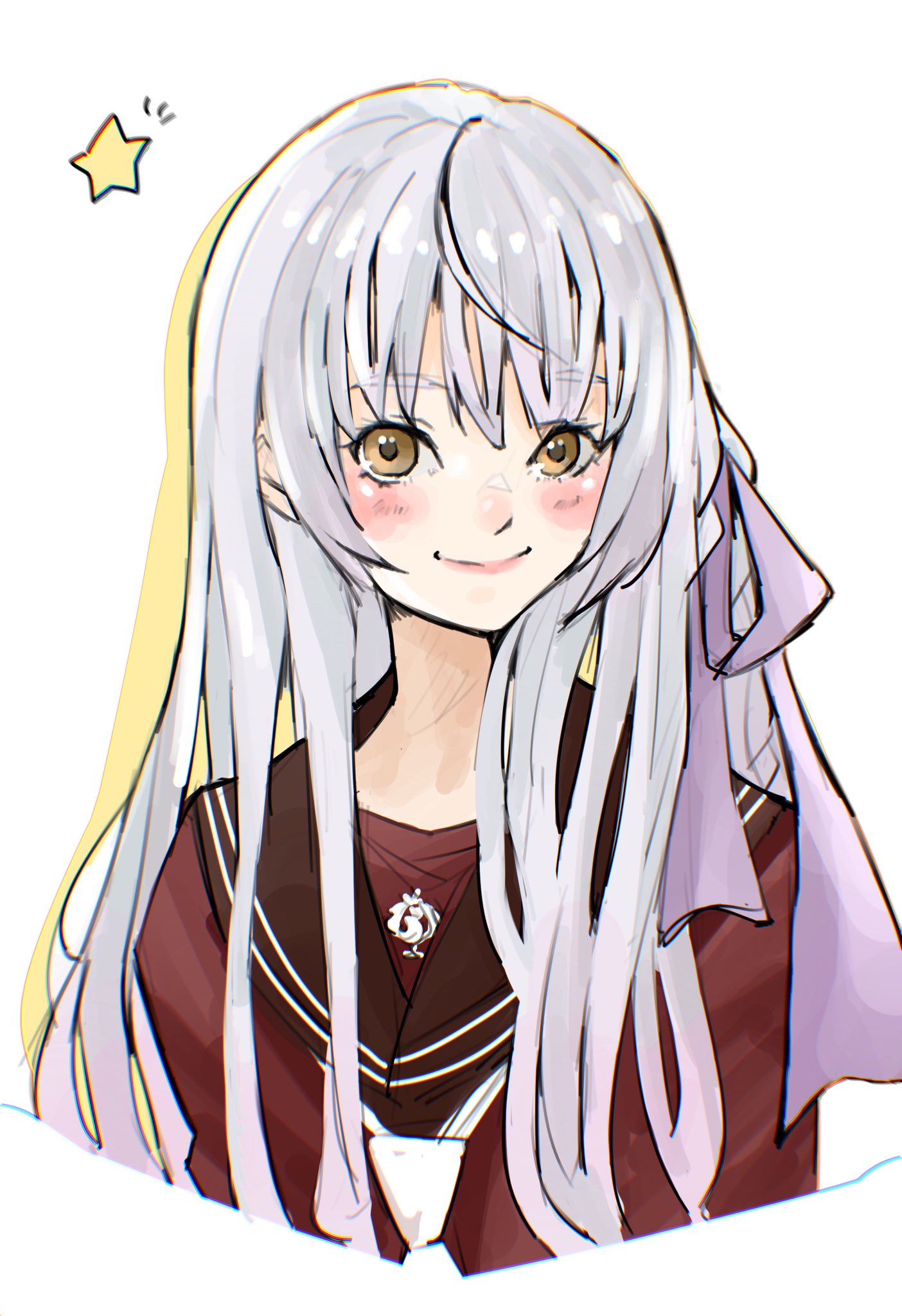 1girl, arms_at_sides, assault_lily, bangs, blush, braid, brown_sailor_collar, closed_mouth