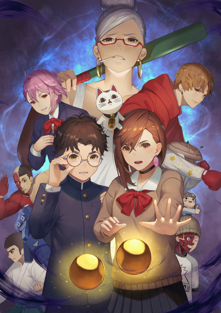 5girls, 6+boys, aira_shiratori_(dandadan), ayase_momo, bangs, baseball_bat, beanie, black_choker