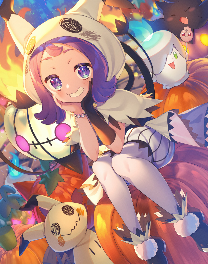 1girl, absurdres, acerola_(fall_2020)_(pokemon), acerola_(pokemon), bangs, bead_bracelet, beads, black_footwear