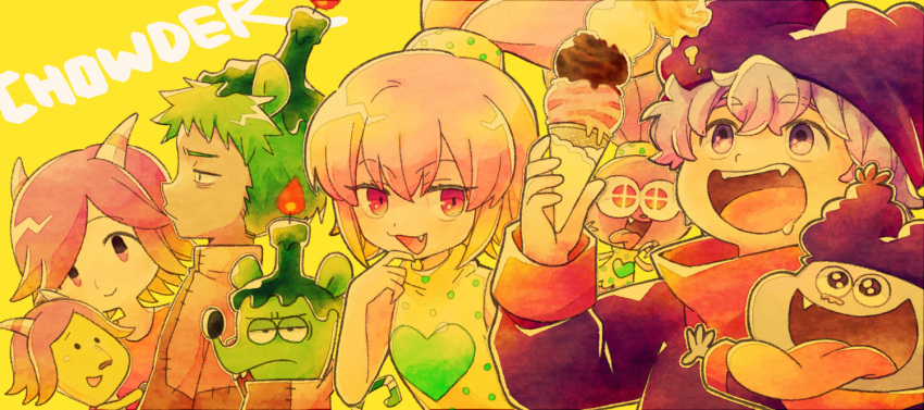2girls, 6+boys, candle, ceviche, chowder_(character), chowder_(series), copyright_name, drooling