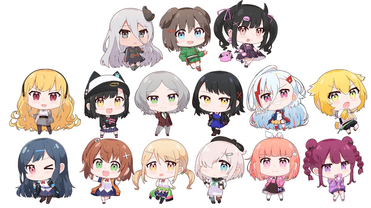 6+girls, animal_ears, animal_hat, bangs, bare_shoulders, baseball_cap, black_choker, black_hair
