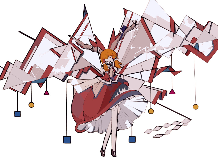 1girl, adapted_costume, ascot, bangs, bow, bright_pupils, closed_mouth, cubism