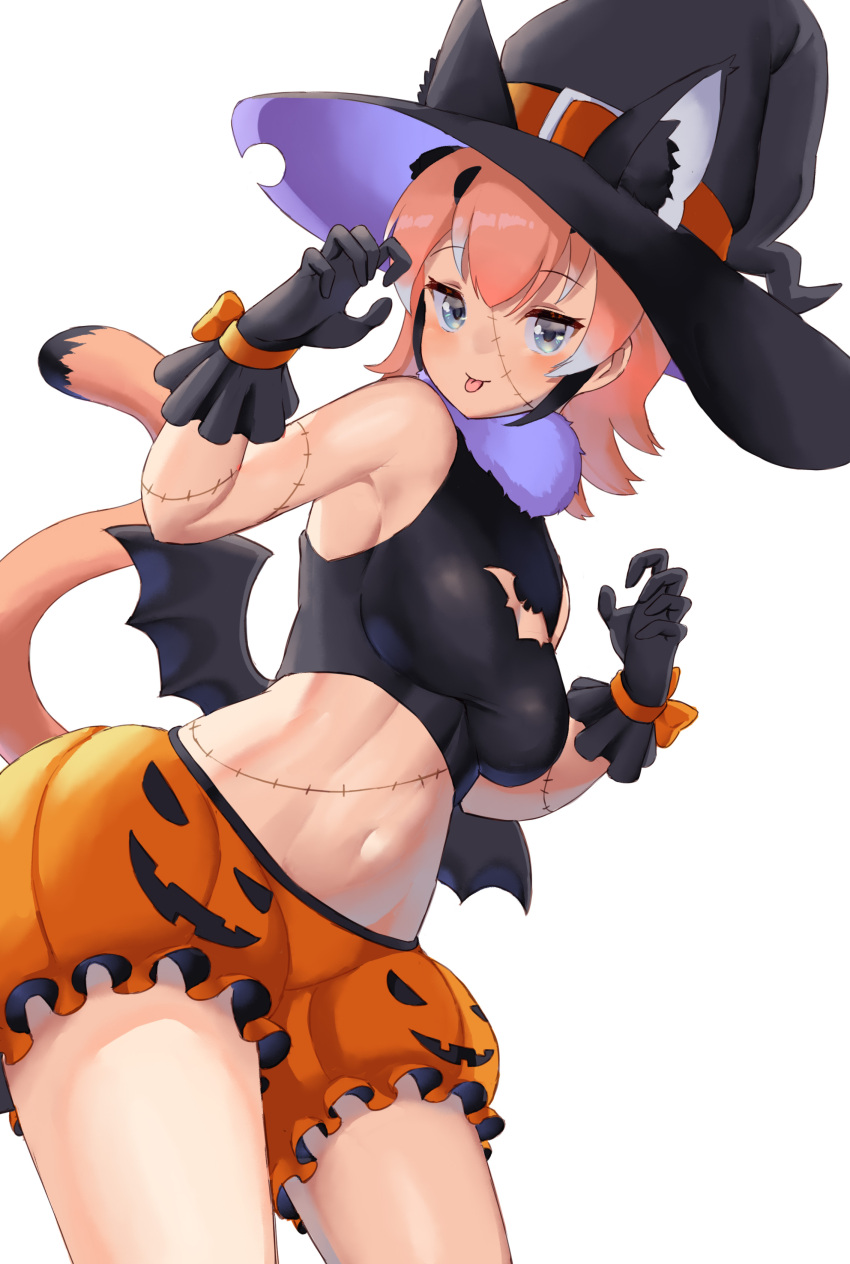 1girl, absurdres, animal_costume, animal_ear_fluff, animal_ears, bare_shoulders, bat_wings, blue_eyes