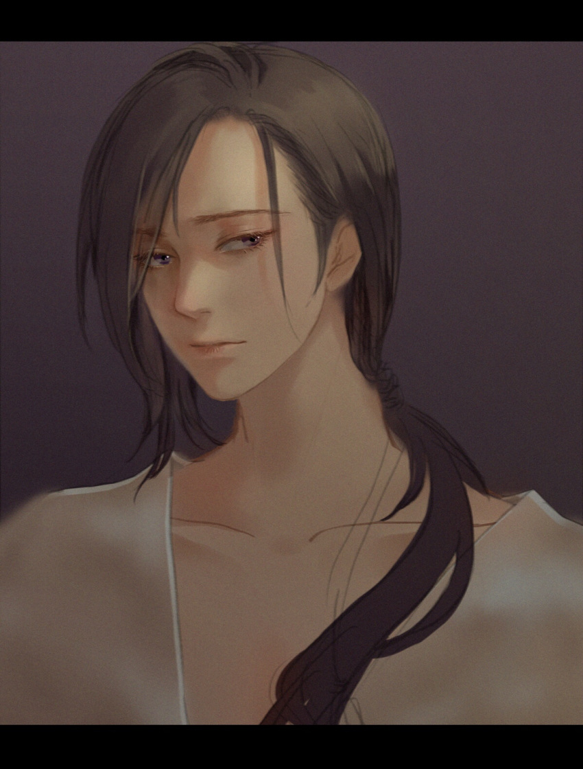 1boy, banana_fish, bishounen, brown_background, brown_hair, crowdoll, facing_viewer, highres